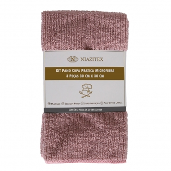 Pano Copa Kit 3 Pcs Microfibra Pratica 30x30