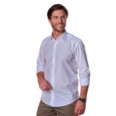 Camisa Social Manga Longa Baumgarten Premium 3936 Xadrez - Branca
