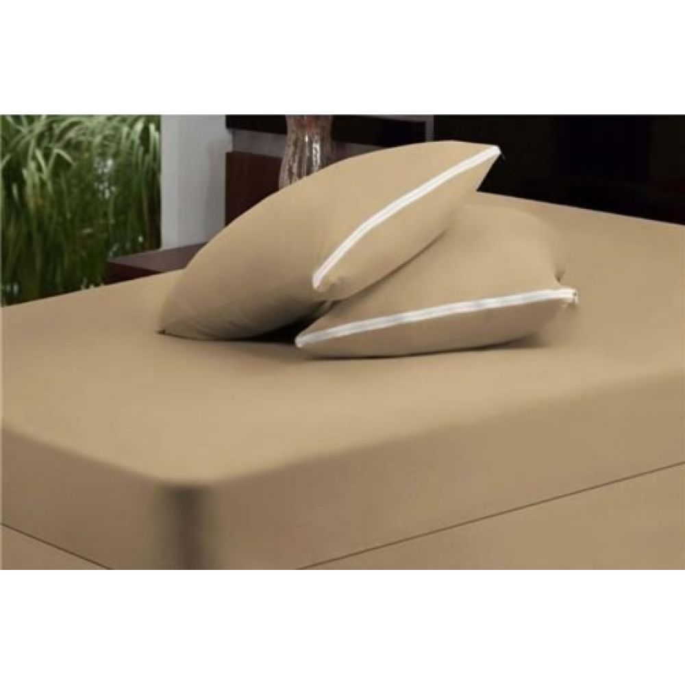 Kit 2 Capas para Travesseiro com Zíper Venesa 100% Algodão - Bege