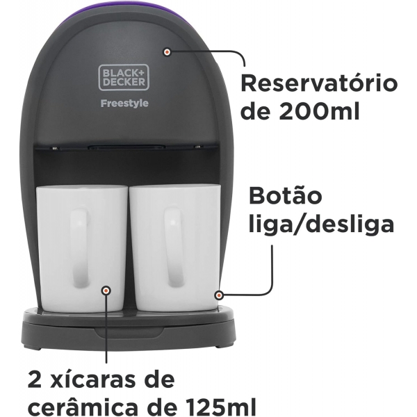 Cafeteira Elétrica 2 Xícaras Black Decker Freestyle 450 w