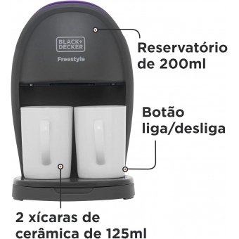 Cafeteira Elétrica 2 Xícaras Black Decker Freestyle 450 w