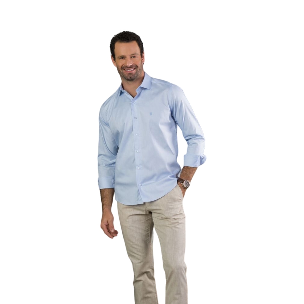 Camisa Social Manga Longa Baumgarten Elegance Slim 2623 Lisa - Azul Claro