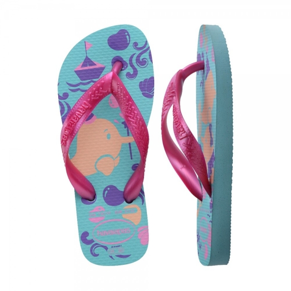 Chinelo Kids Meninas Havaianas Top Pets - Azul