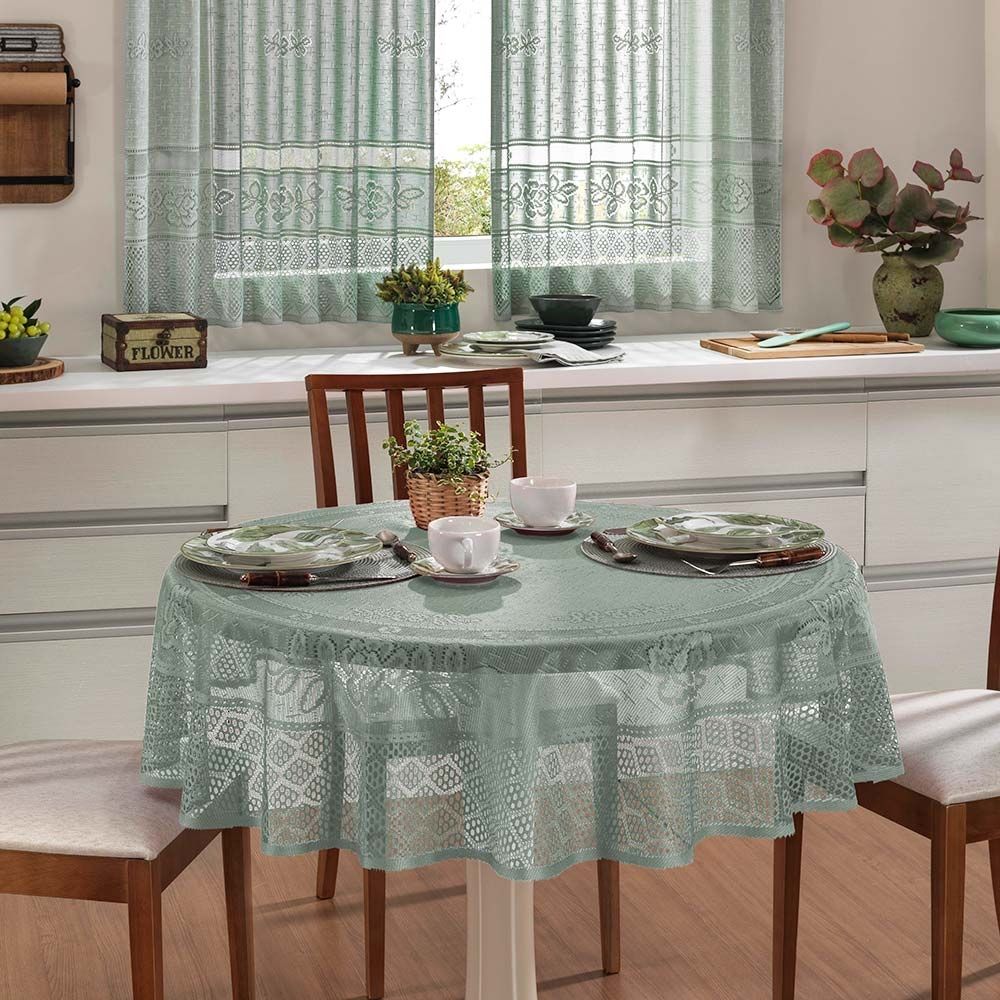 Toalha de Mesa Redonda em Renda 1,50 m Interlar Color - Pistache