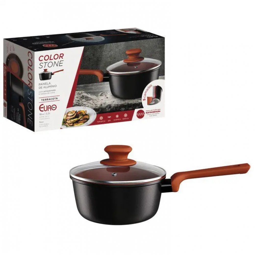 Panela de Alumínio Colorstone Terracota Euro home 18cm