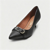 Sapato Feminino Vizzano Scarpin Pelica Bico Fino - Preto